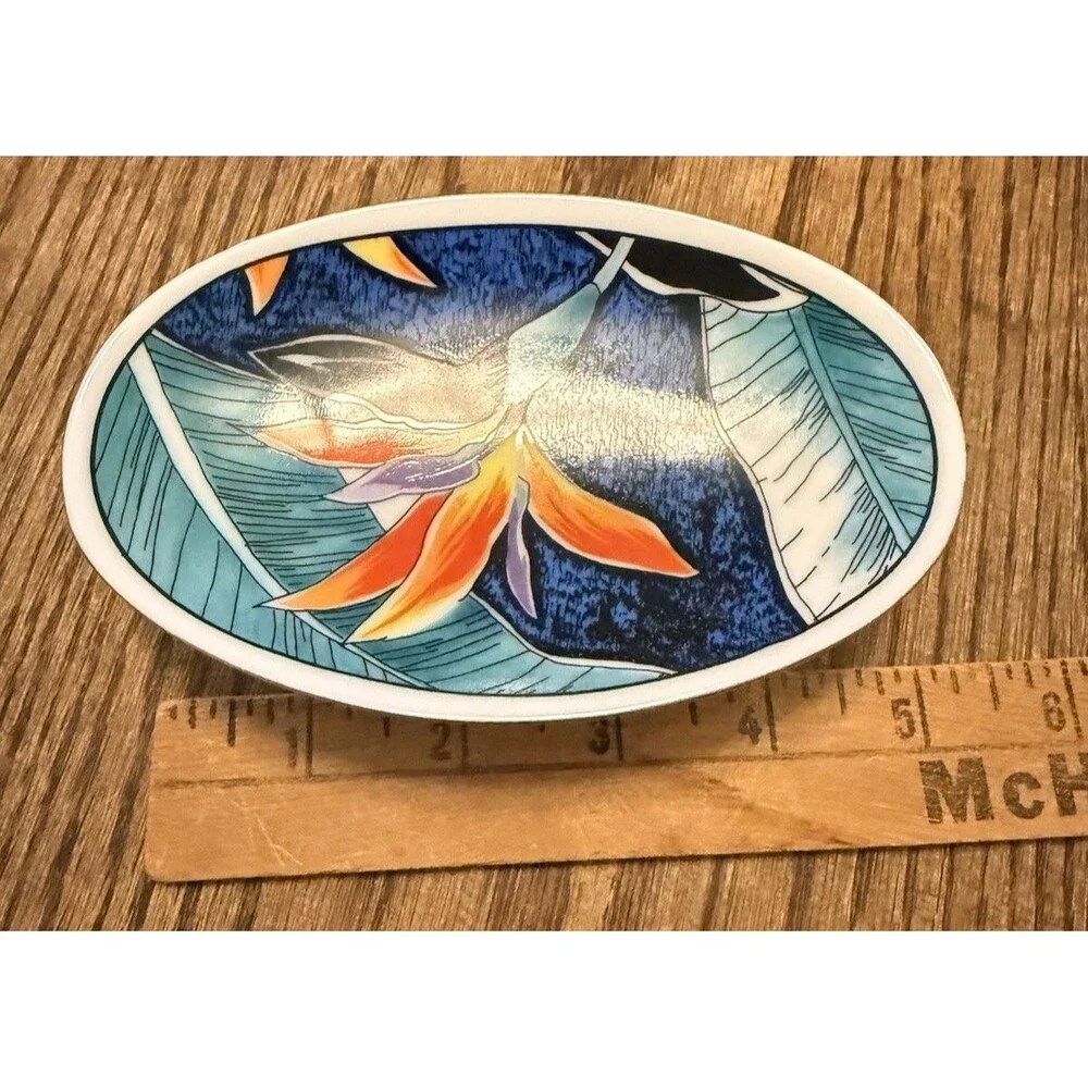 Otagiri Japanese Porcelain Tropical Floral Oval Soap Dish